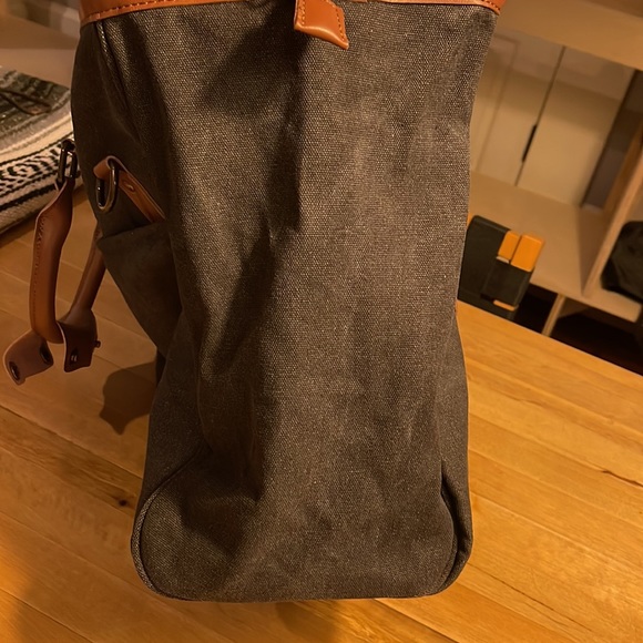 TAK Large Weekend BAG in charcoal/black Canvas with brown  leatherette details. - Picture 7 of 13